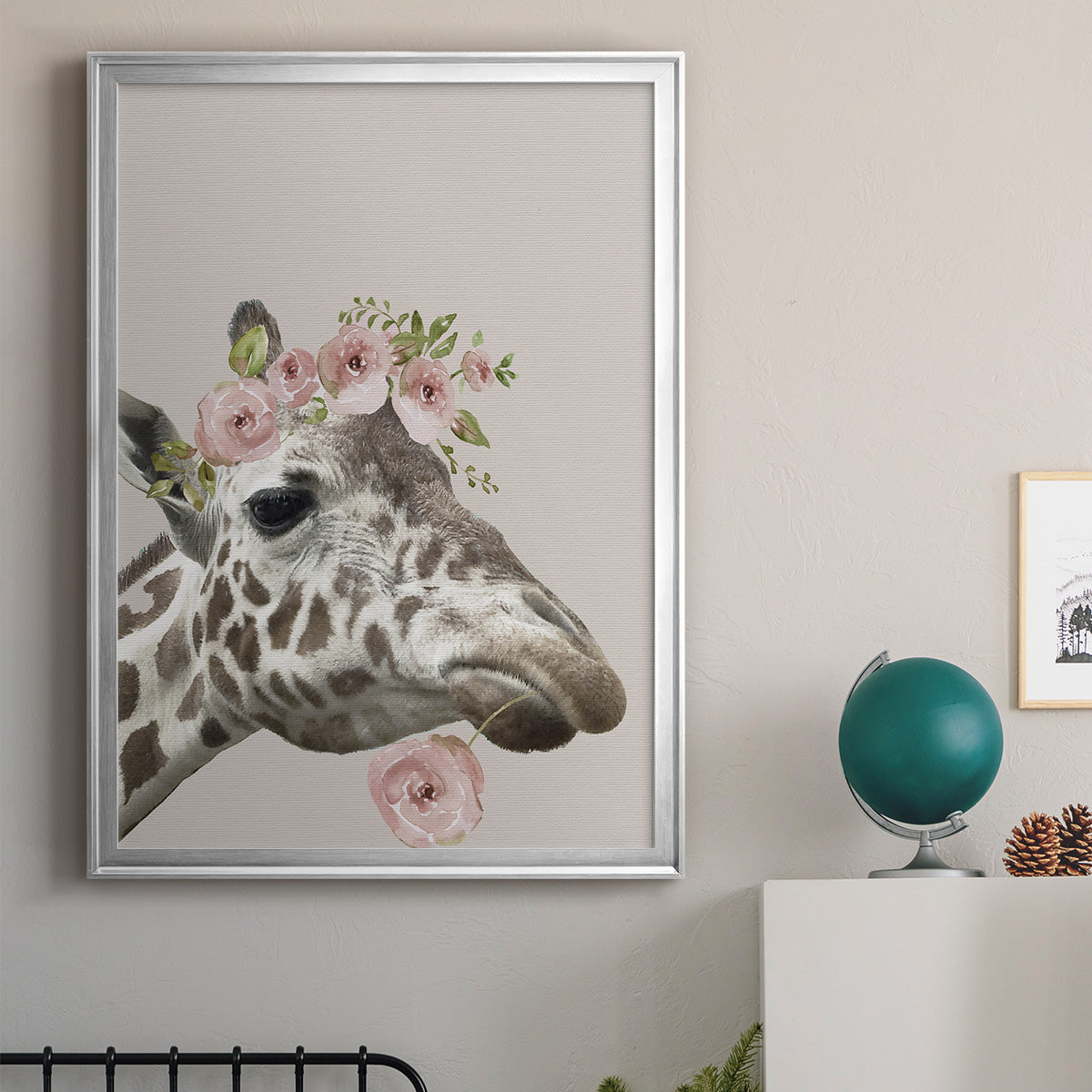 Peek A Boo Giraffe II - Modern Framed Canvas Print