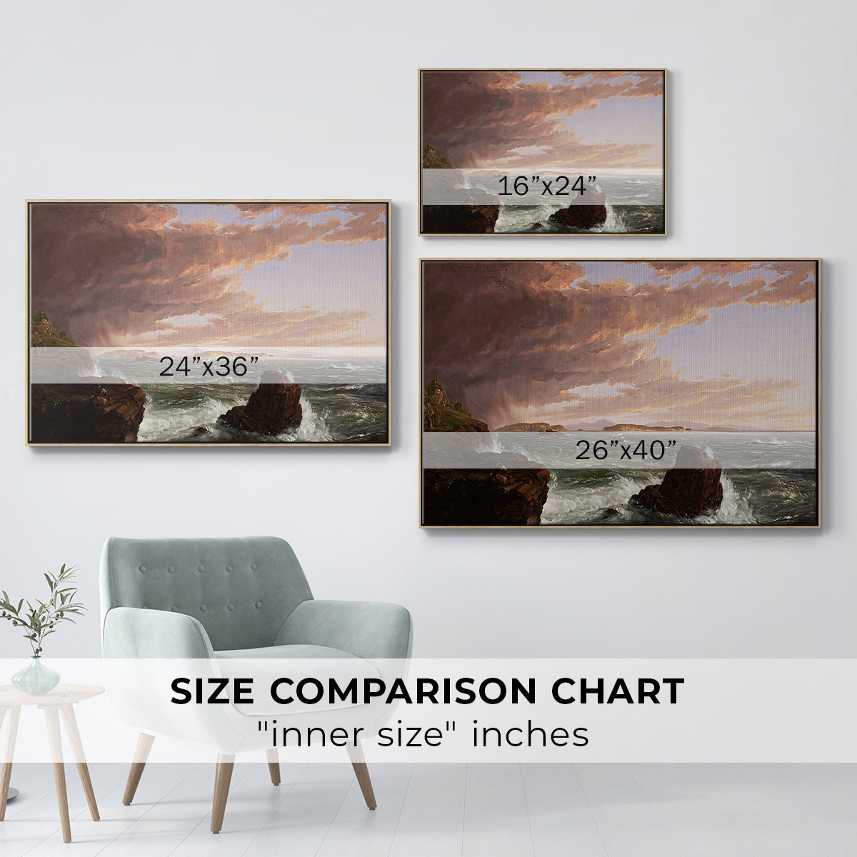 Views Across Frenchman's Bay from Mt. Desert Island, After a Squall, 1845 - Floater Framed Canvas Print