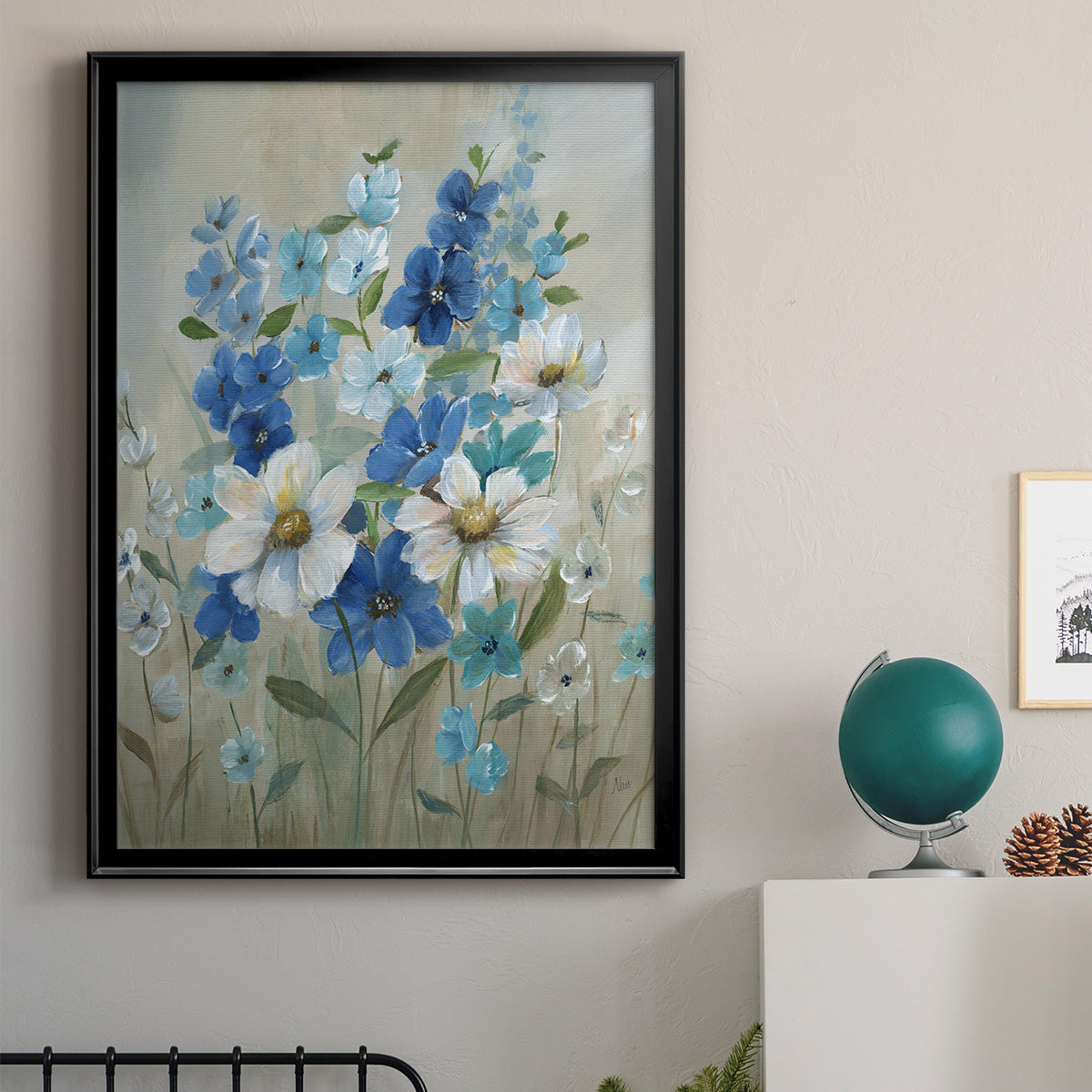 Blue Garden II - Modern Framed Canvas Print