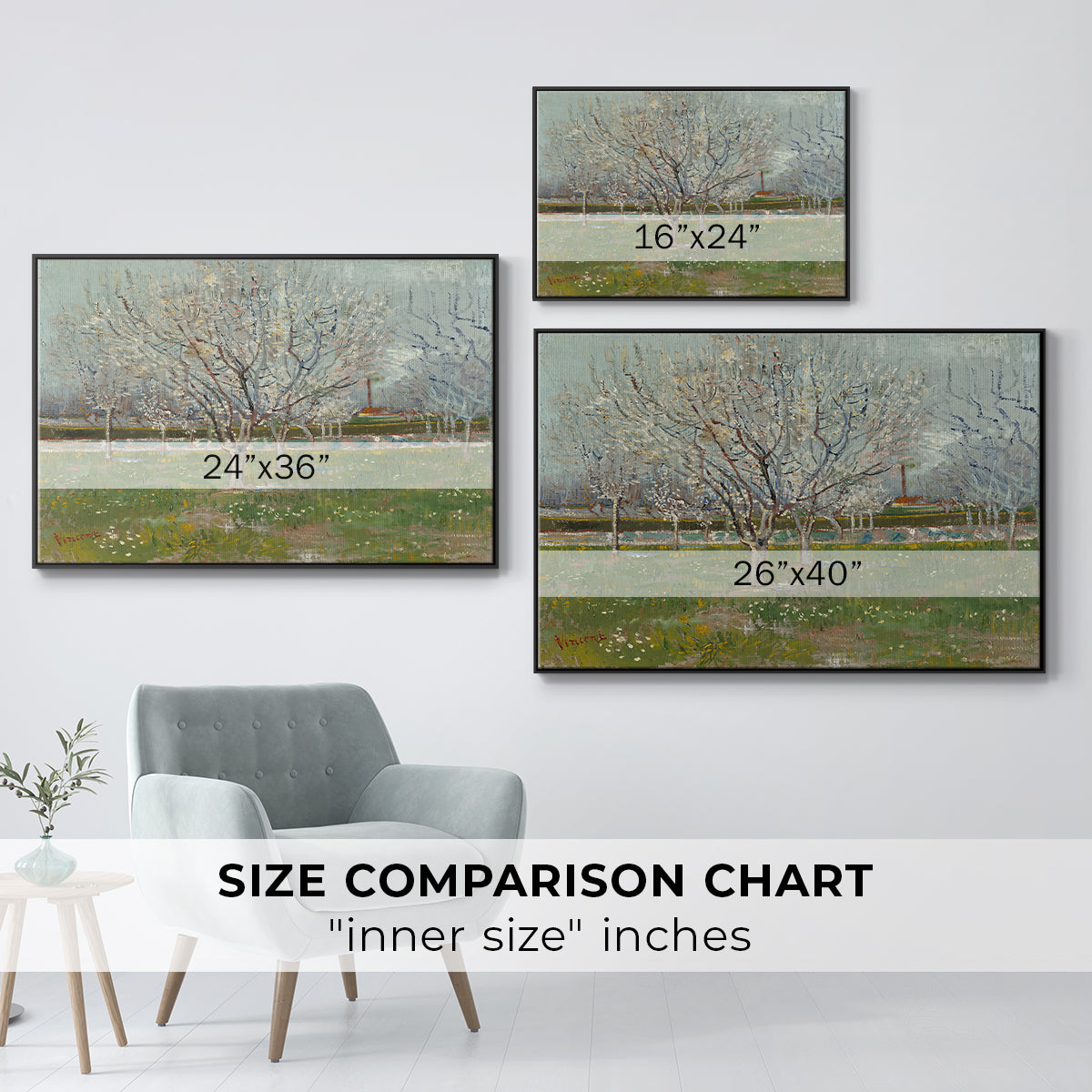 Orchard in Blossom (Plum Trees), 1888 - Floater Framed Canvas Print
