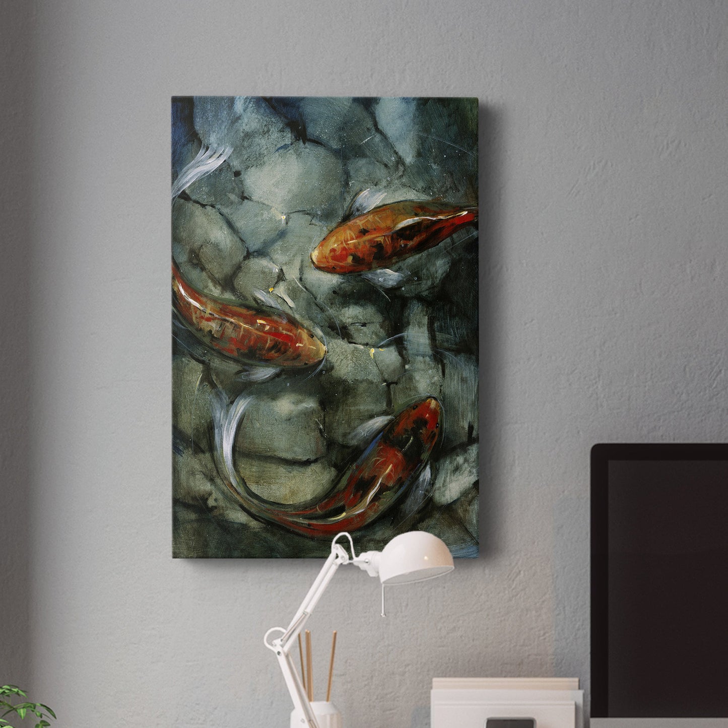 Tres Koi II Premium Gallery Wrapped Canvas - Ready to Hang