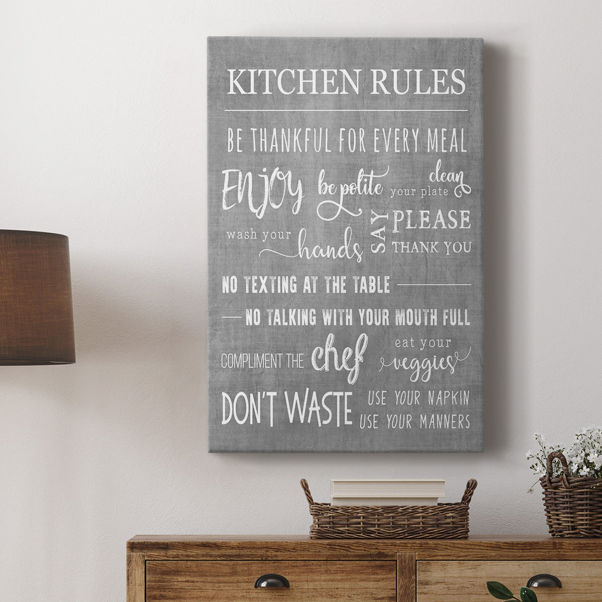 Neutral Kitchen Rules Premium Gallery Wrapped Canvas - Ready to Hang