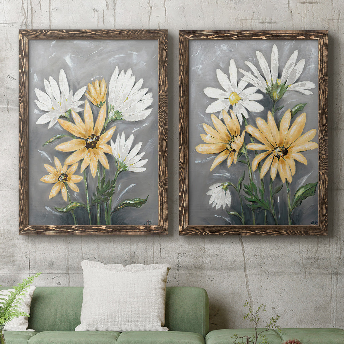 Summer Daisies I - Premium Framed Canvas 2 Piece Set - Ready to Hang