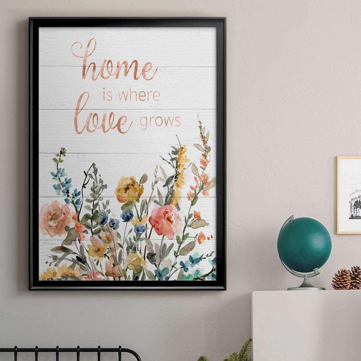 Home is Where Love Grows - Modern Framed Canvas Print