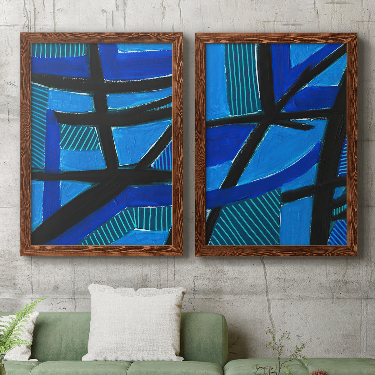 Involved Blues I - Premium Framed Canvas 2 Piece Set - Ready to Hang