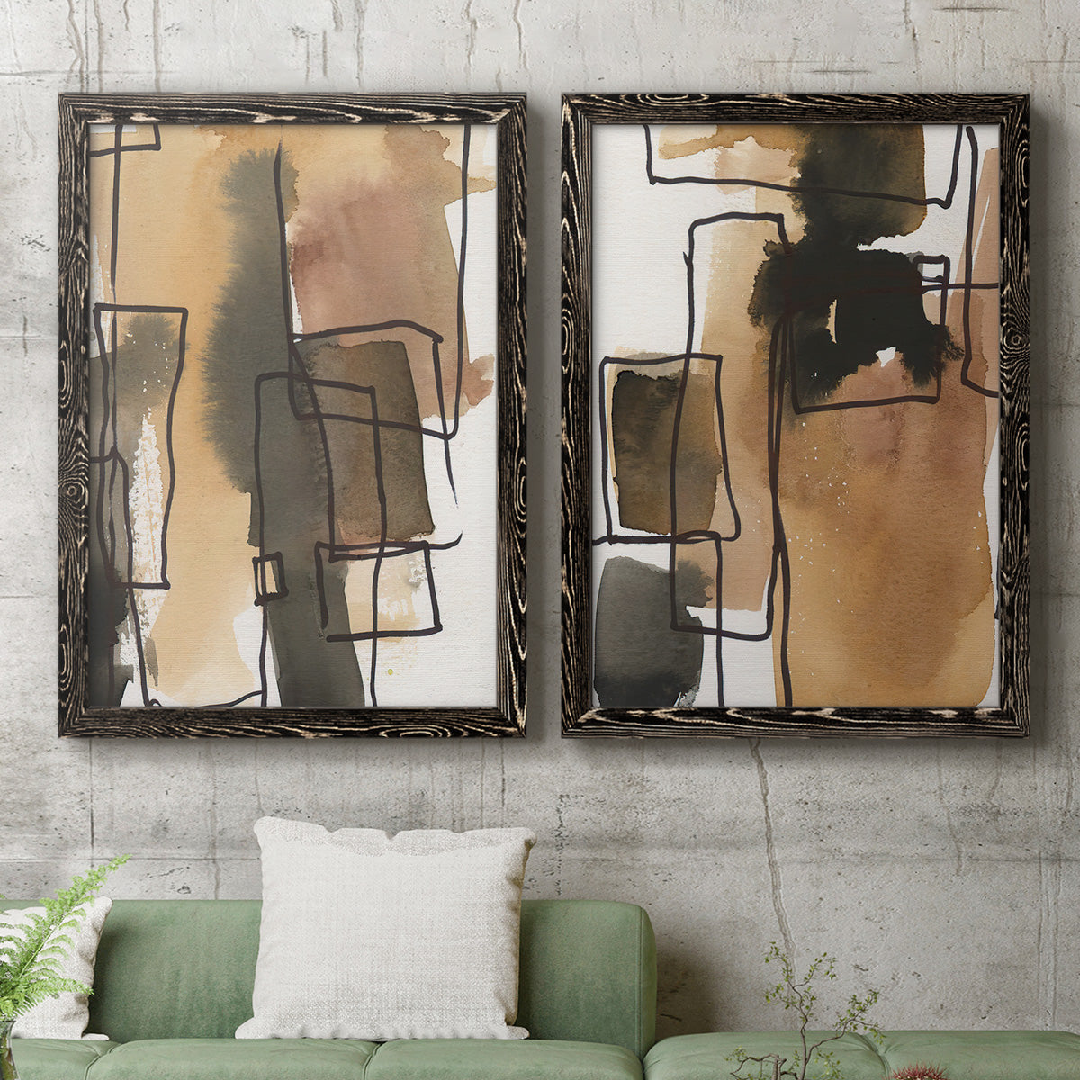 Retro Vibe III - Premium Framed Canvas 2 Piece Set - Ready to Hang