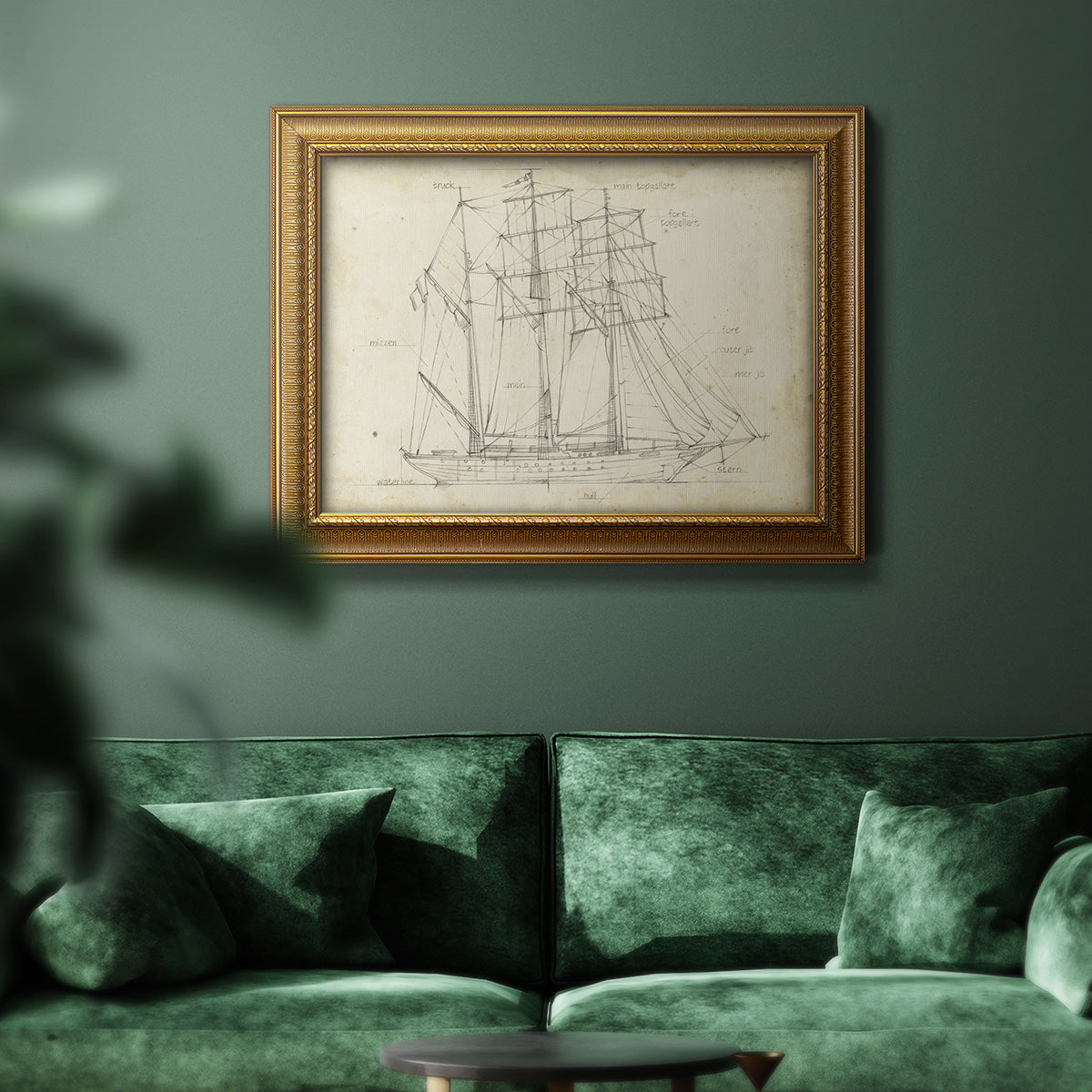 Sailboat Blueprint I Premium Framed Canvas- Ready to Hang