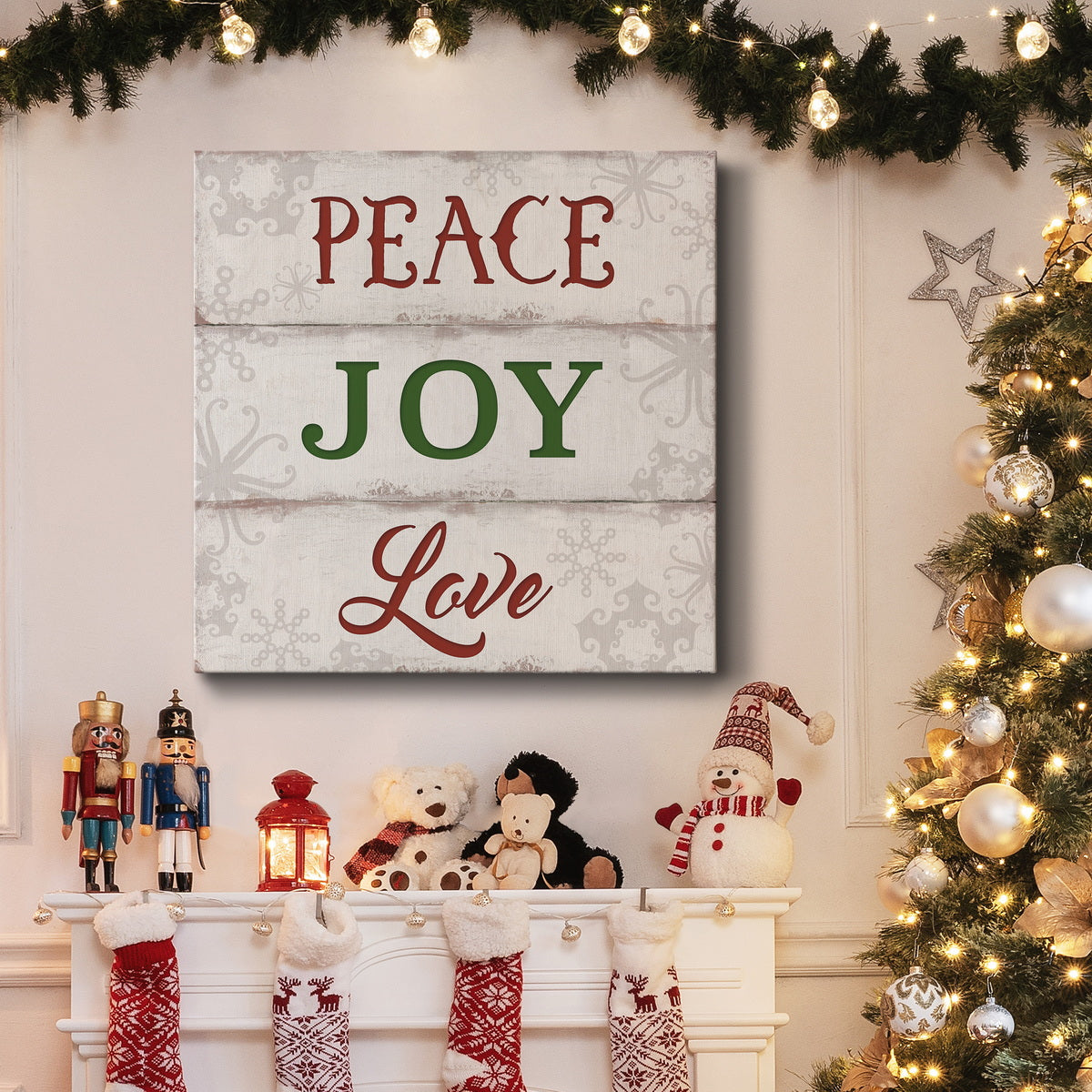 Peace Joy Love Premium Gallery Wrapped Canvas - Ready to Hang