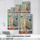 Size comparison chart for canvas art prints, showing multiple size options.
