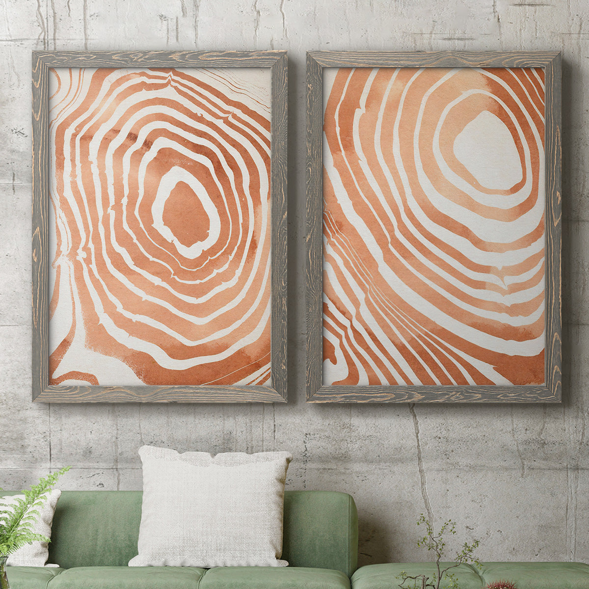 Wood Grain Suminagashi III - Premium Framed Canvas 2 Piece Set - Ready to Hang