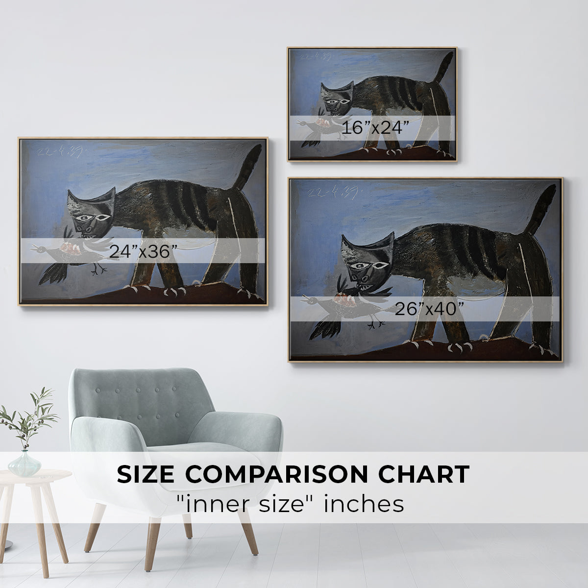 Cat Catching a Bird, 1939 - Floater Framed Canvas Print