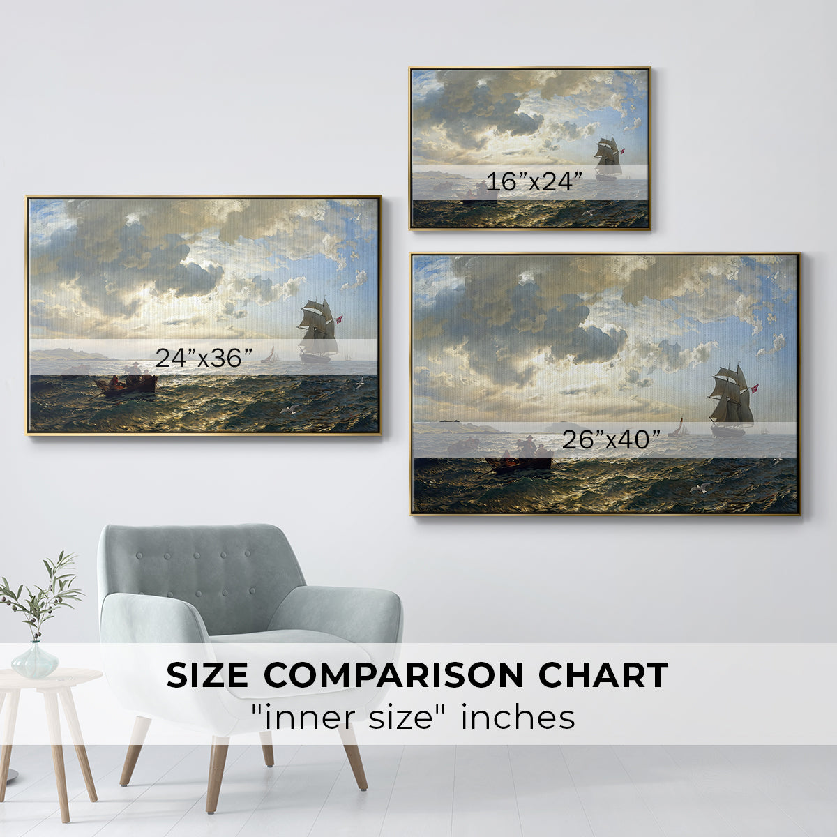 Fresh Breeze on the Norwegian Coast, 1876 - Floater Framed Canvas Print