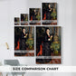 Size comparison chart for canvas art prints, showing multiple size options.