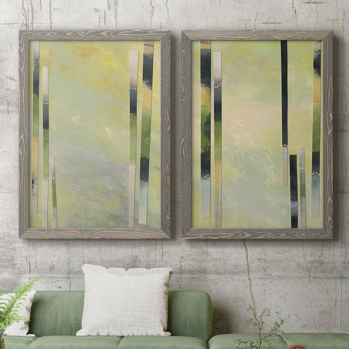 Neutral Assemblage III - Premium Framed Canvas 2 Piece Set - Ready to Hang