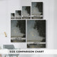 Size comparison chart for canvas art prints, showing multiple size options.