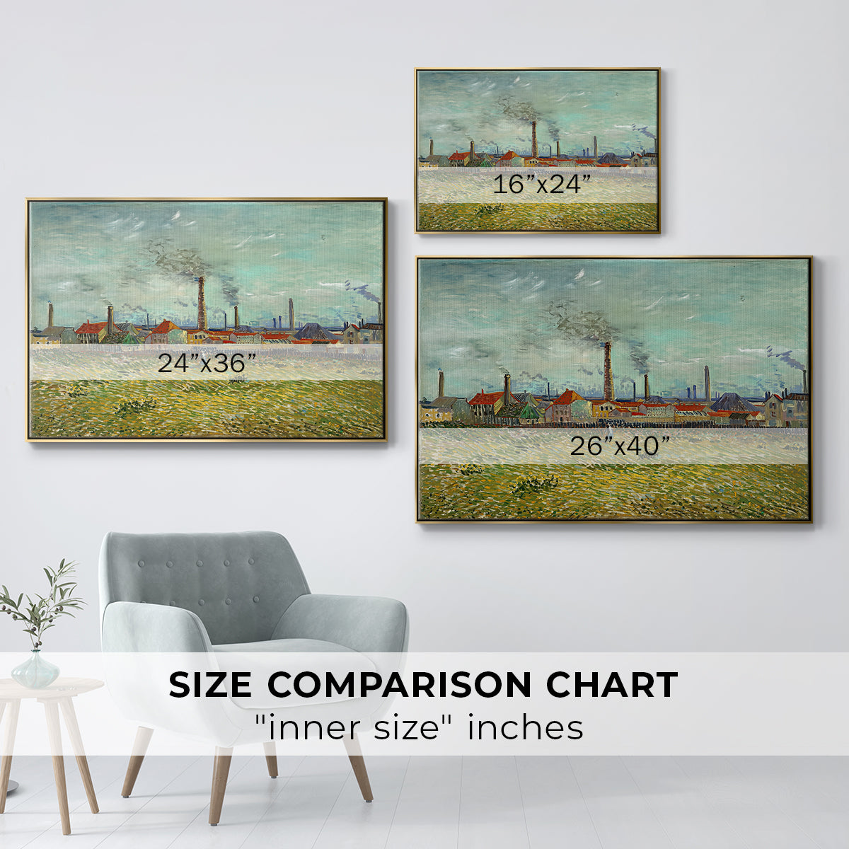 Factories at Clichy, 1887 - Floater Framed Canvas Print