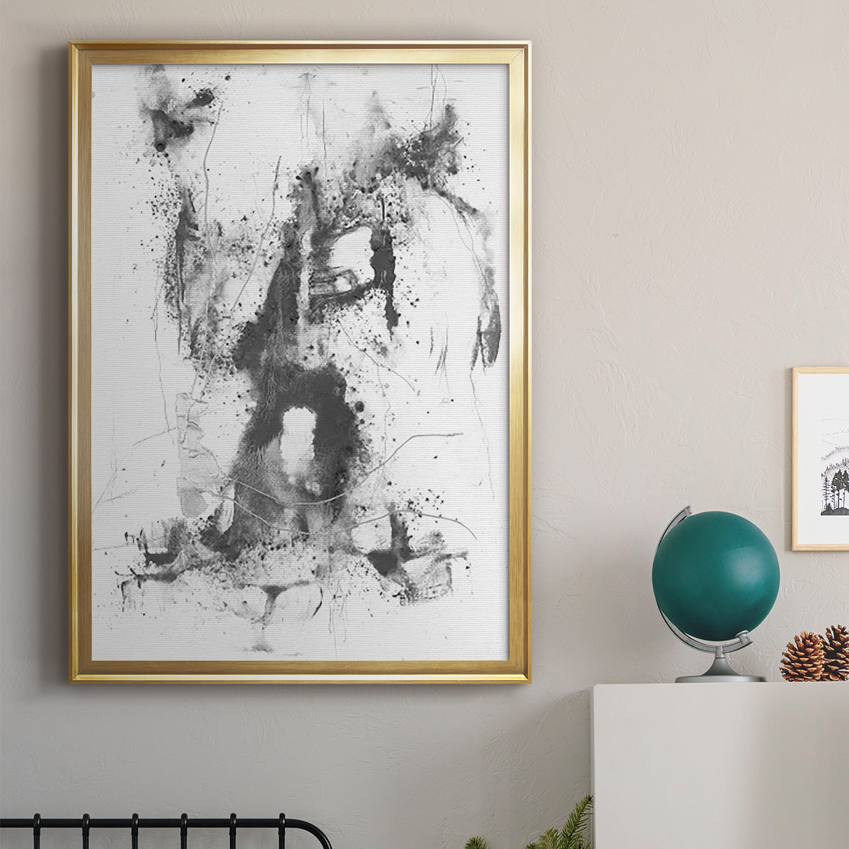 Graphite Abstract II - Modern Framed Canvas Print