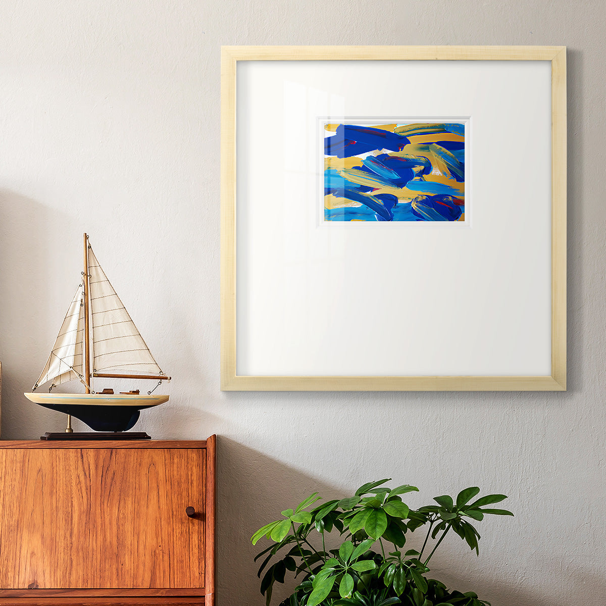 Blue and Gold Abstrat I Premium Framed Print Double Matboard