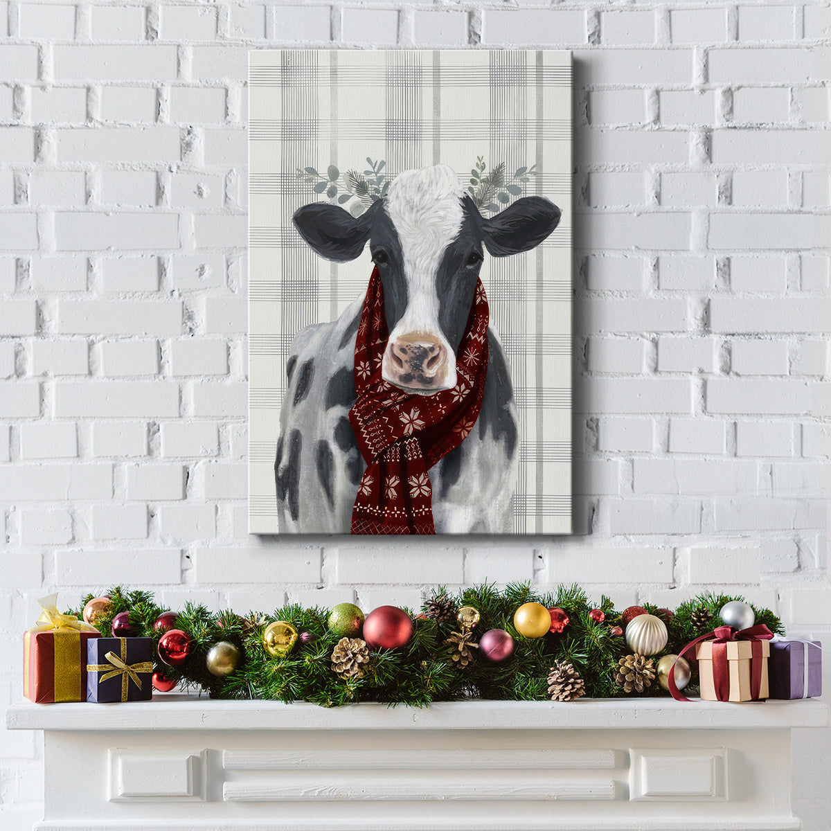 Yuletide Cow I - Gallery Wrapped Canvas