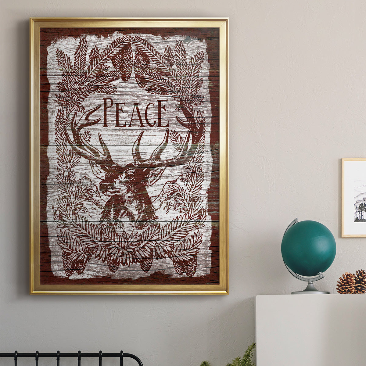 Red Wood Peace -  Framed Canvas Print