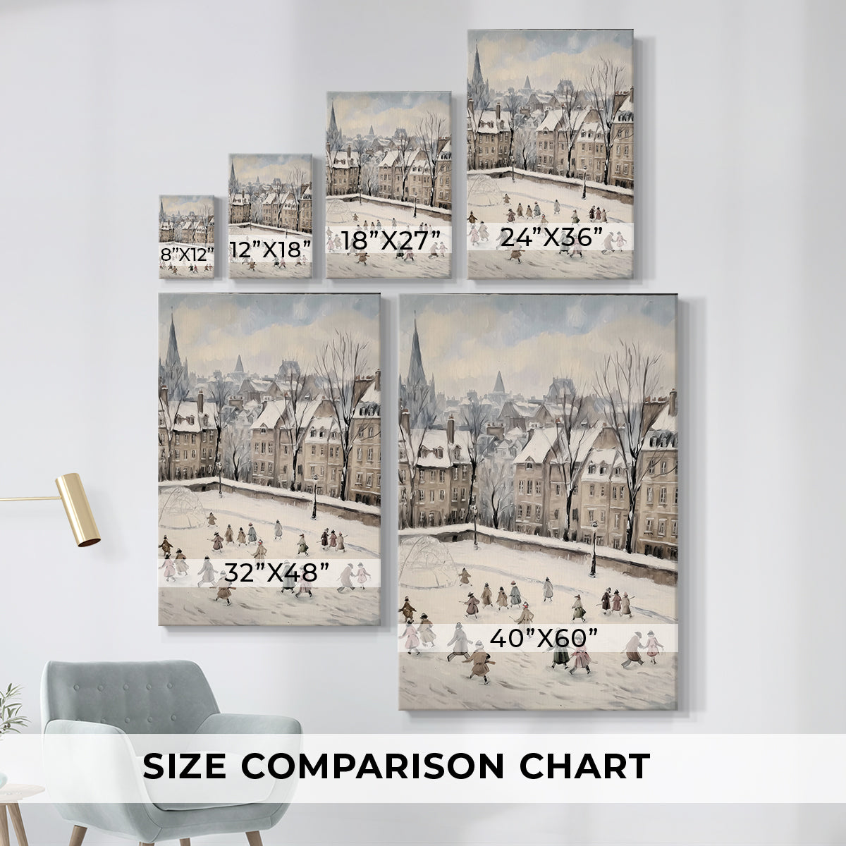 Frostlit Nativity Village - Canvas Art Print