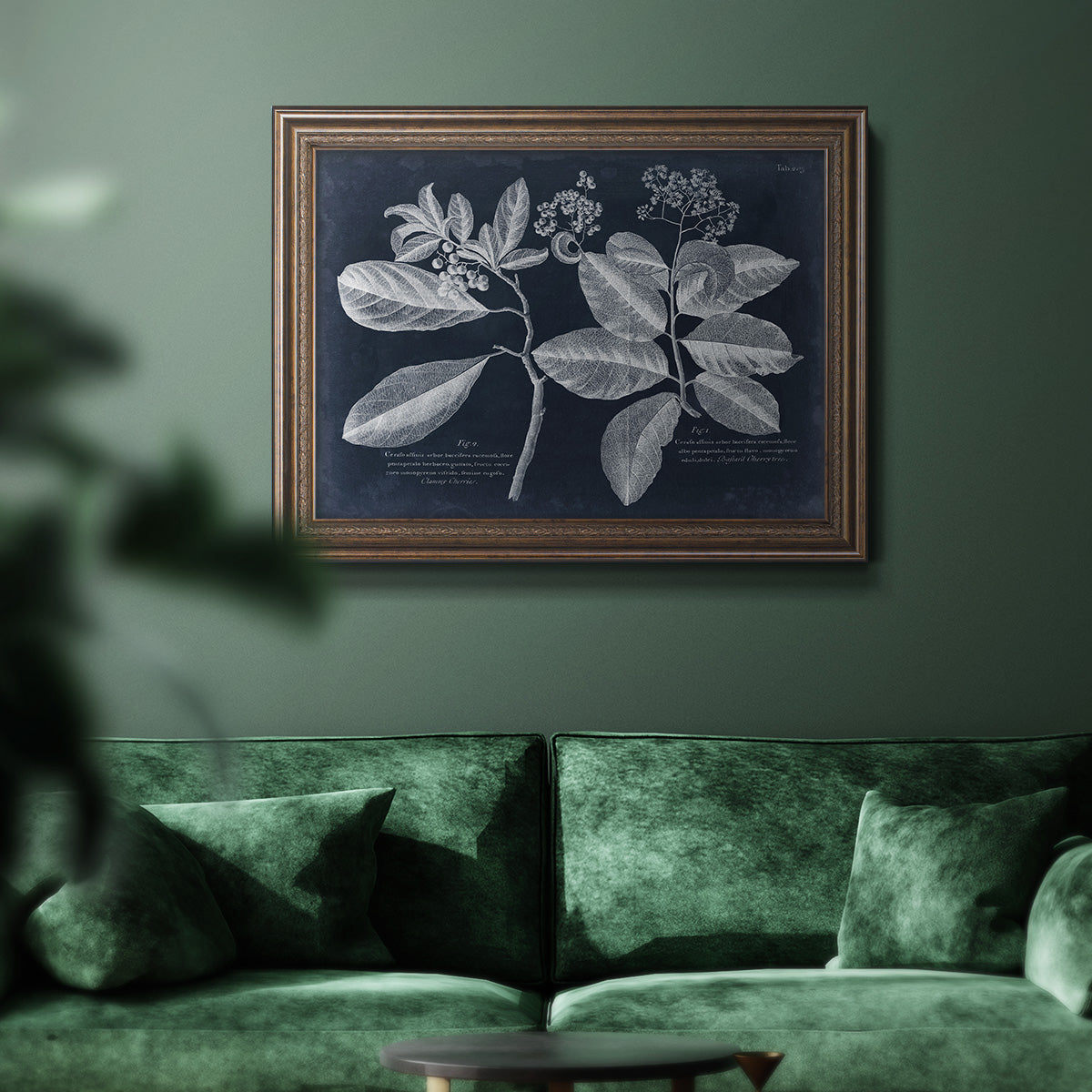 Foliage on Navy IV Premium Framed Canvas- Ready to Hang