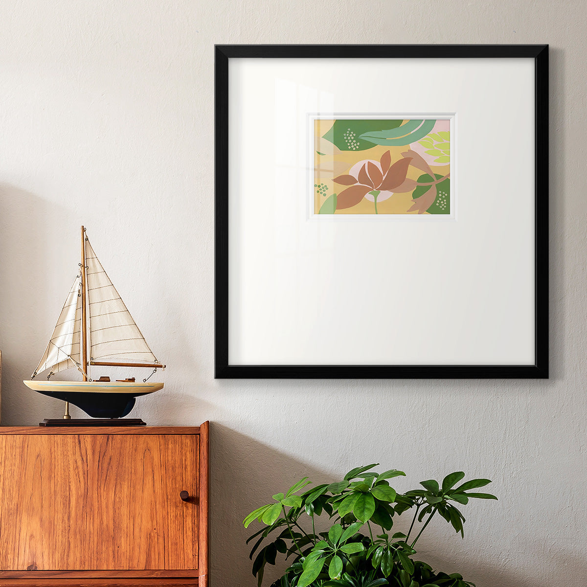 Neutral Blooms I Premium Framed Print Double Matboard