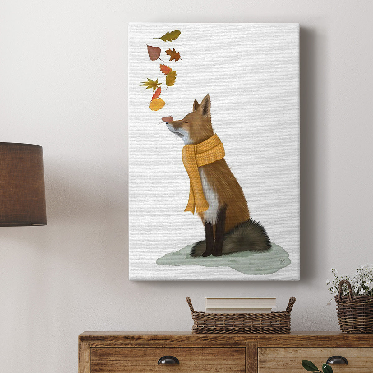 Fox Leaves on Nose - Canvas Art Print