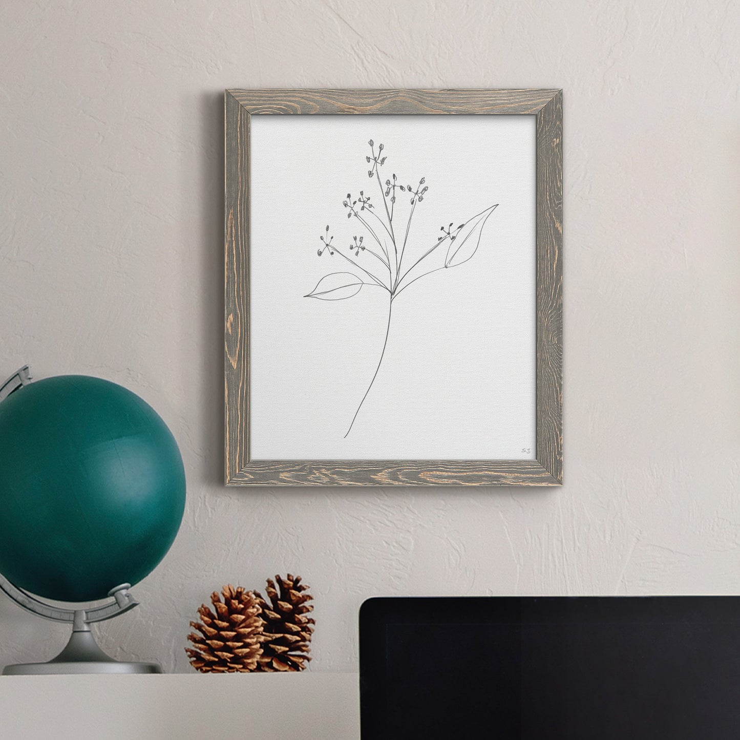 Botanical Gesture V - Premium Canvas Framed in Barnwood - Ready to Hang