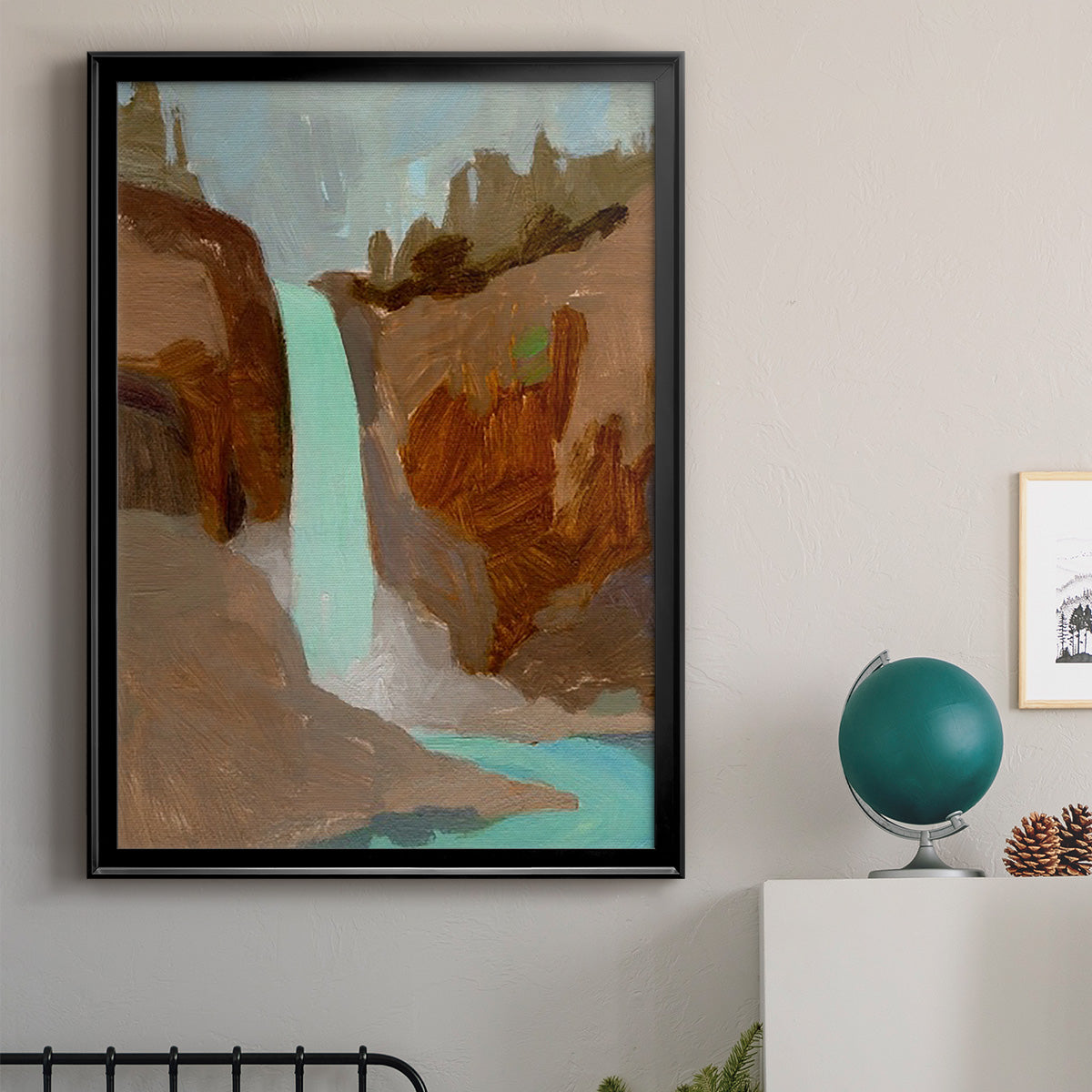 Turquoise Falls I - Modern Framed Canvas Print