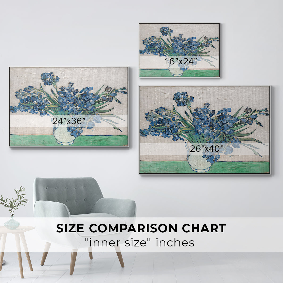 Irises, 1890 - Floater Framed Canvas Print