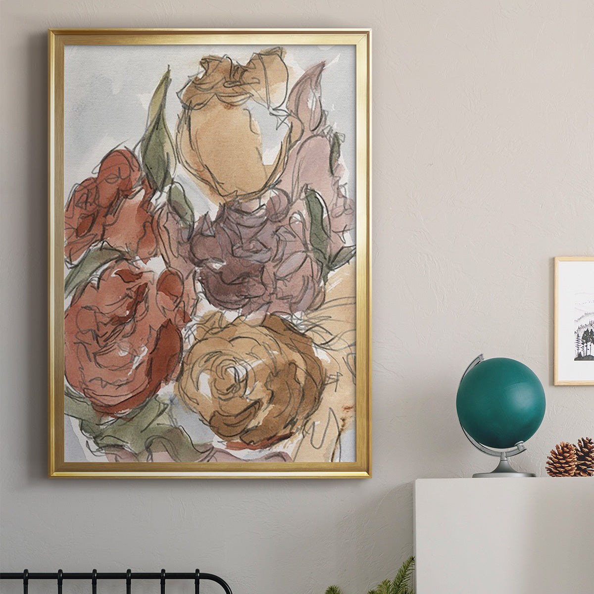 Cropped Floral Arrangement II - Modern Framed Canvas Print