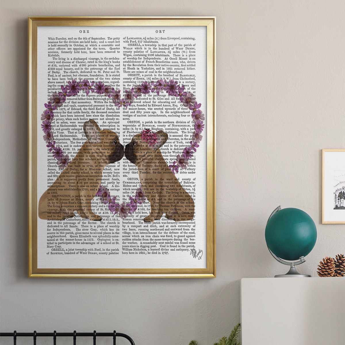 French Kiss and Flower Heart - Modern Framed Canvas Print