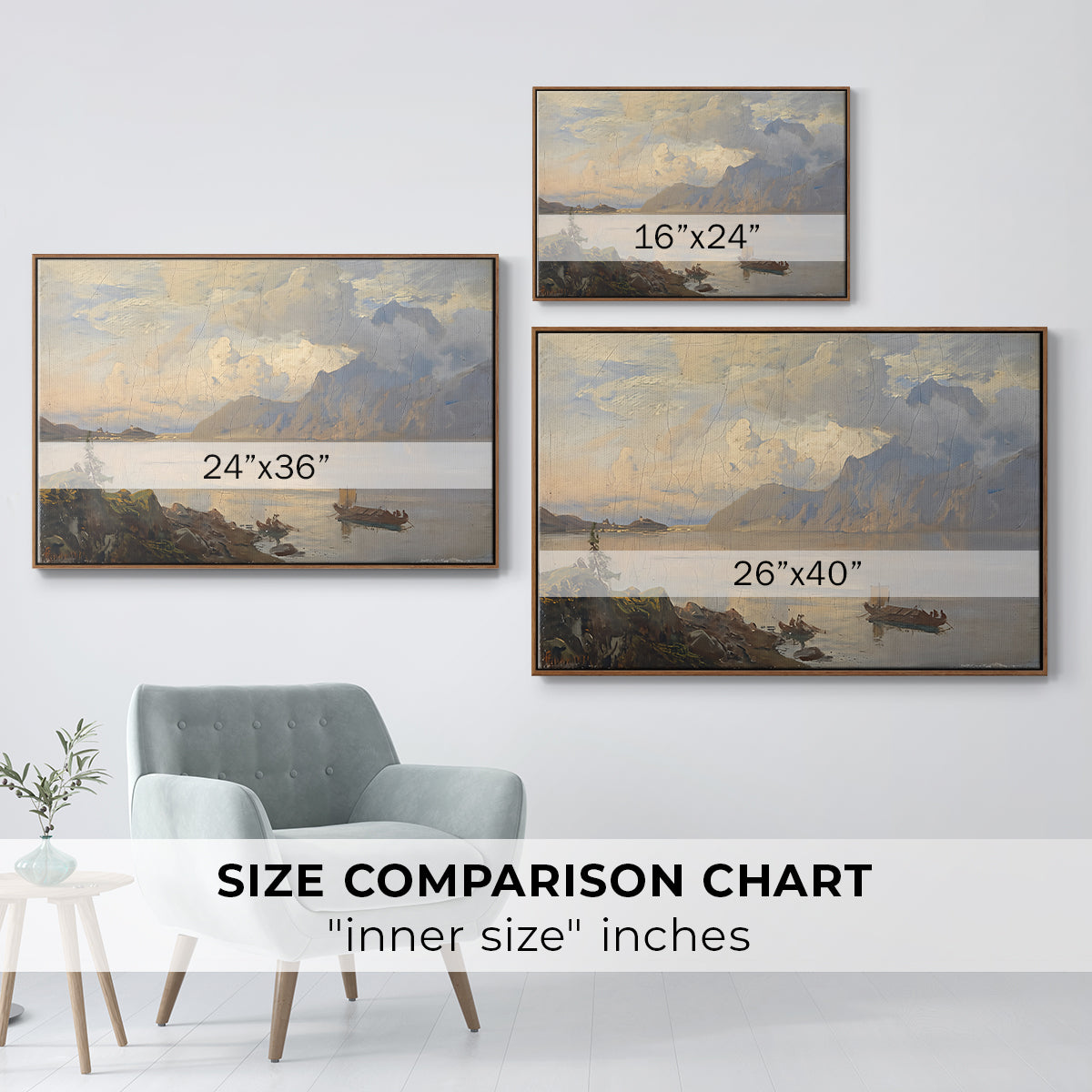 Traunsee, 1871 - Floater Framed Canvas Print