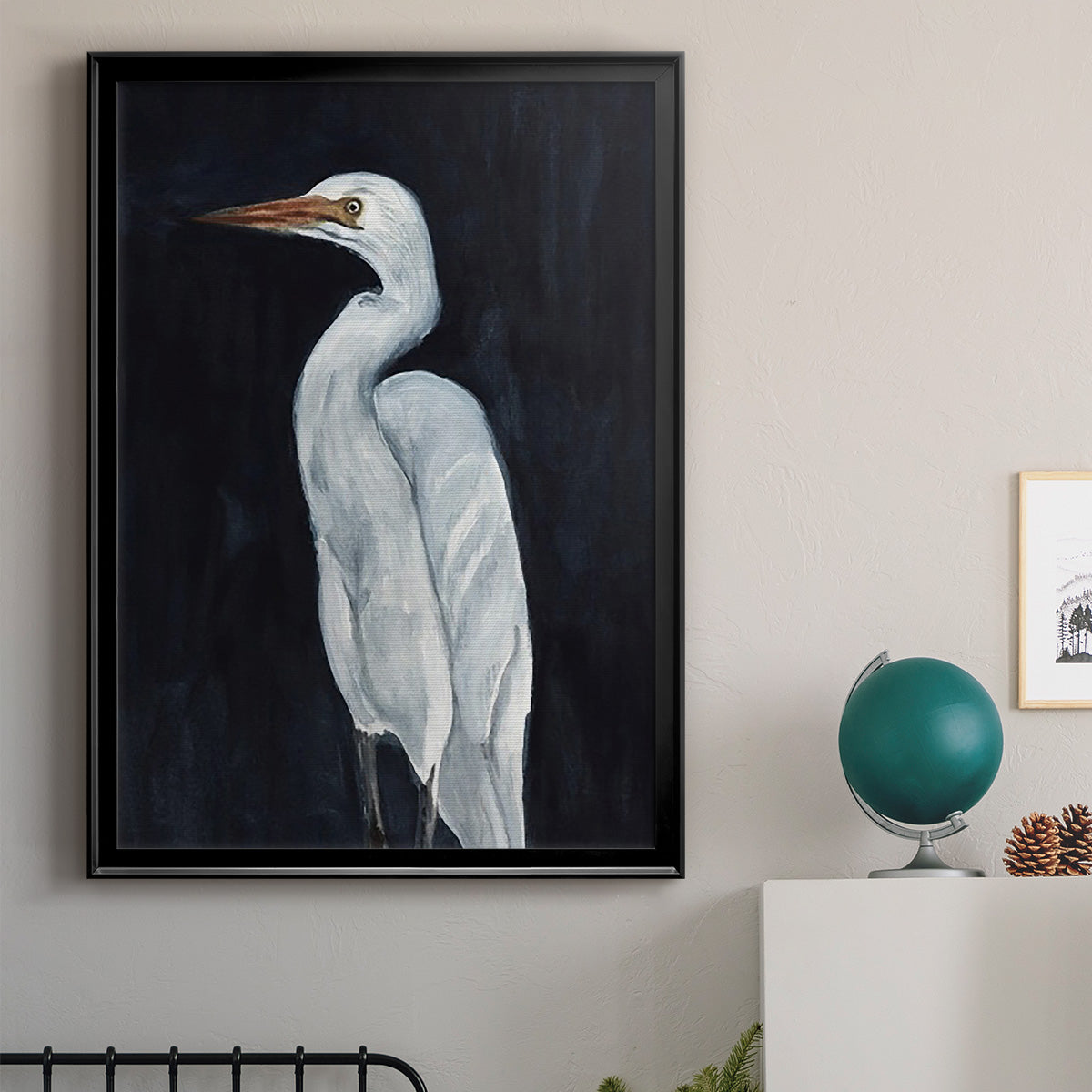 Calm Great Egret I - Modern Framed Canvas Print