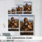 Size comparison chart for canvas art prints, showing multiple size options.