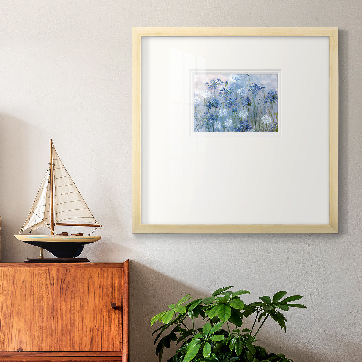 Dandelion and Agapanthus Premium Framed Print Double Matboard