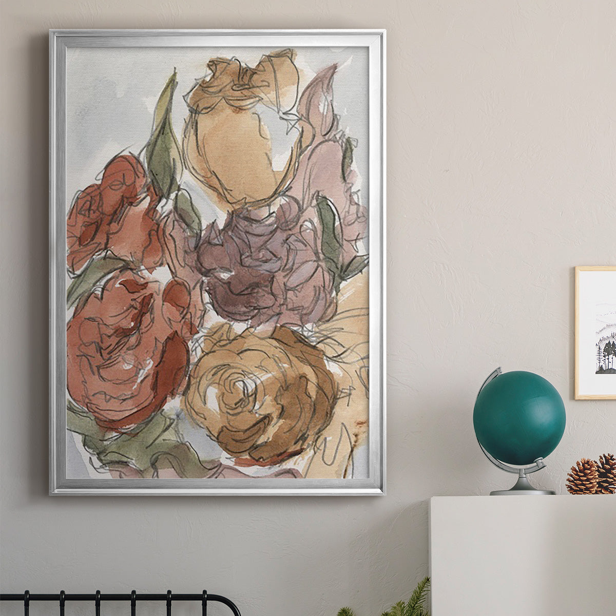 Cropped Floral Arrangement II - Modern Framed Canvas Print