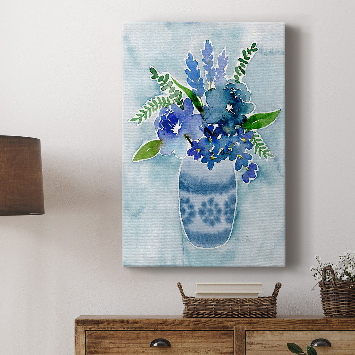 Blue Bouquet II Premium Gallery Wrapped Canvas - Ready to Hang