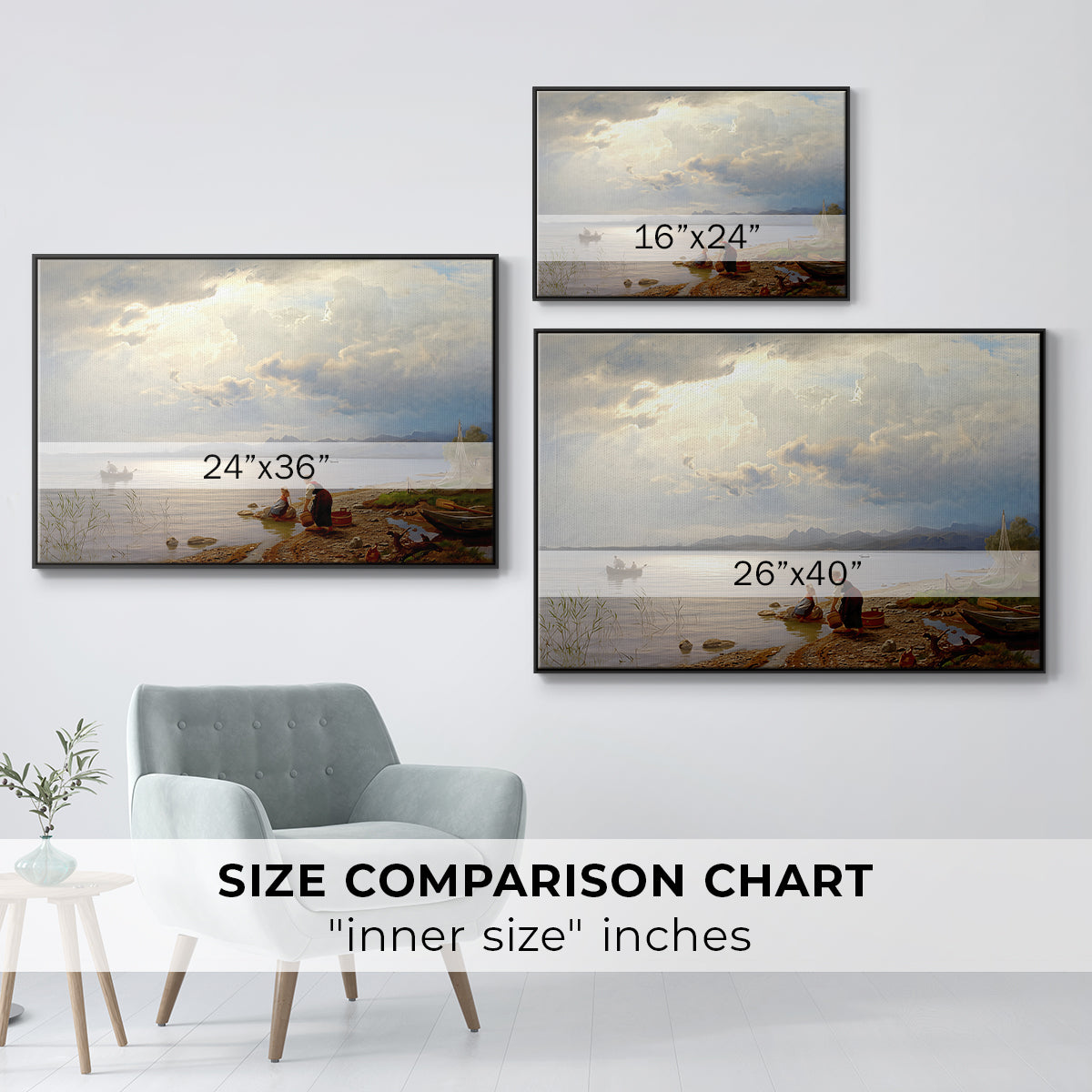 On the Banks of the Chiemsee, 1871 - Floater Framed Canvas Print