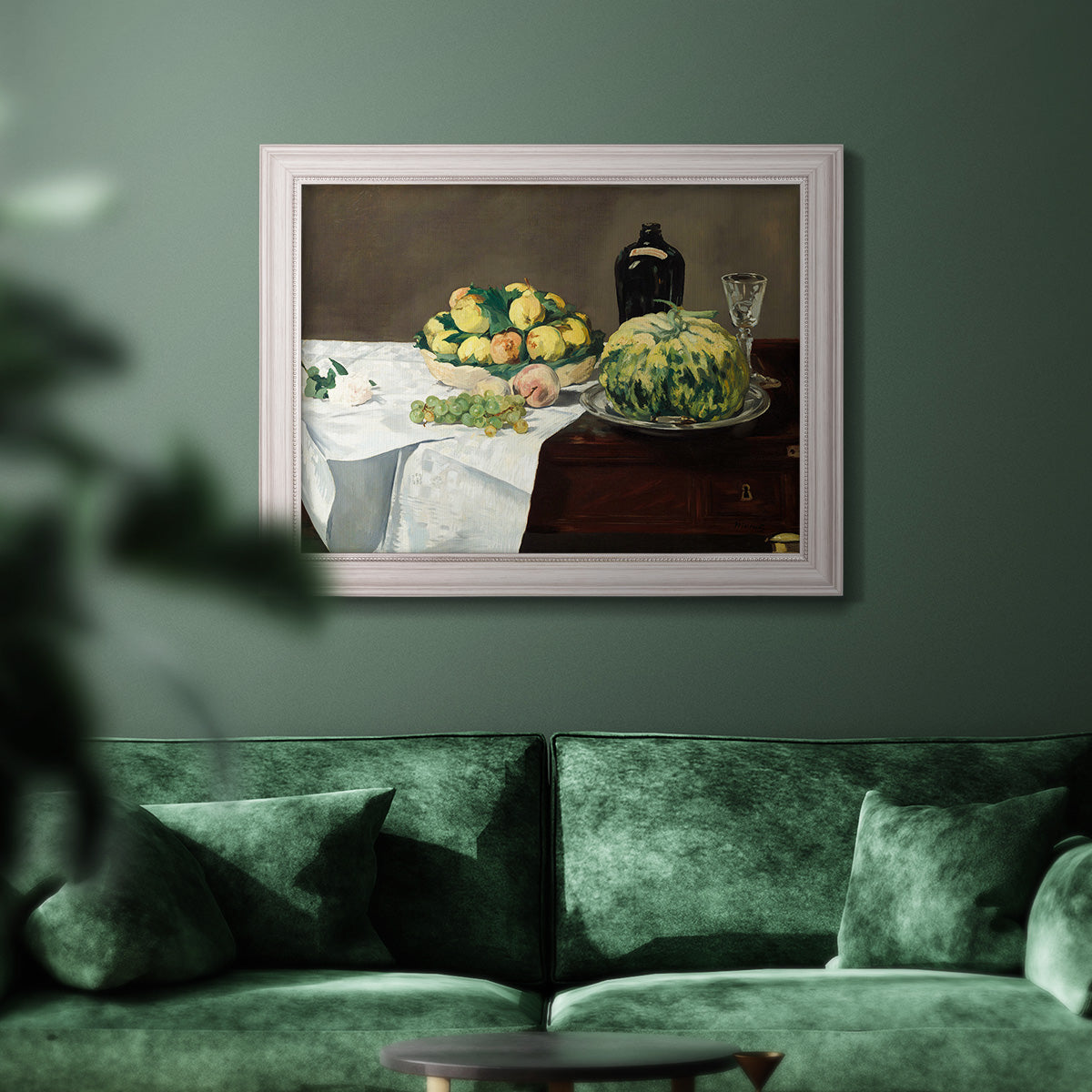 Still Life with Melon and Peaches - Ornate Framed Canvas Print