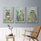 Fantastic Florals Owl - Framed Premium Gallery Wrapped Canvas L Frame 3 Piece Set - Ready to Hang