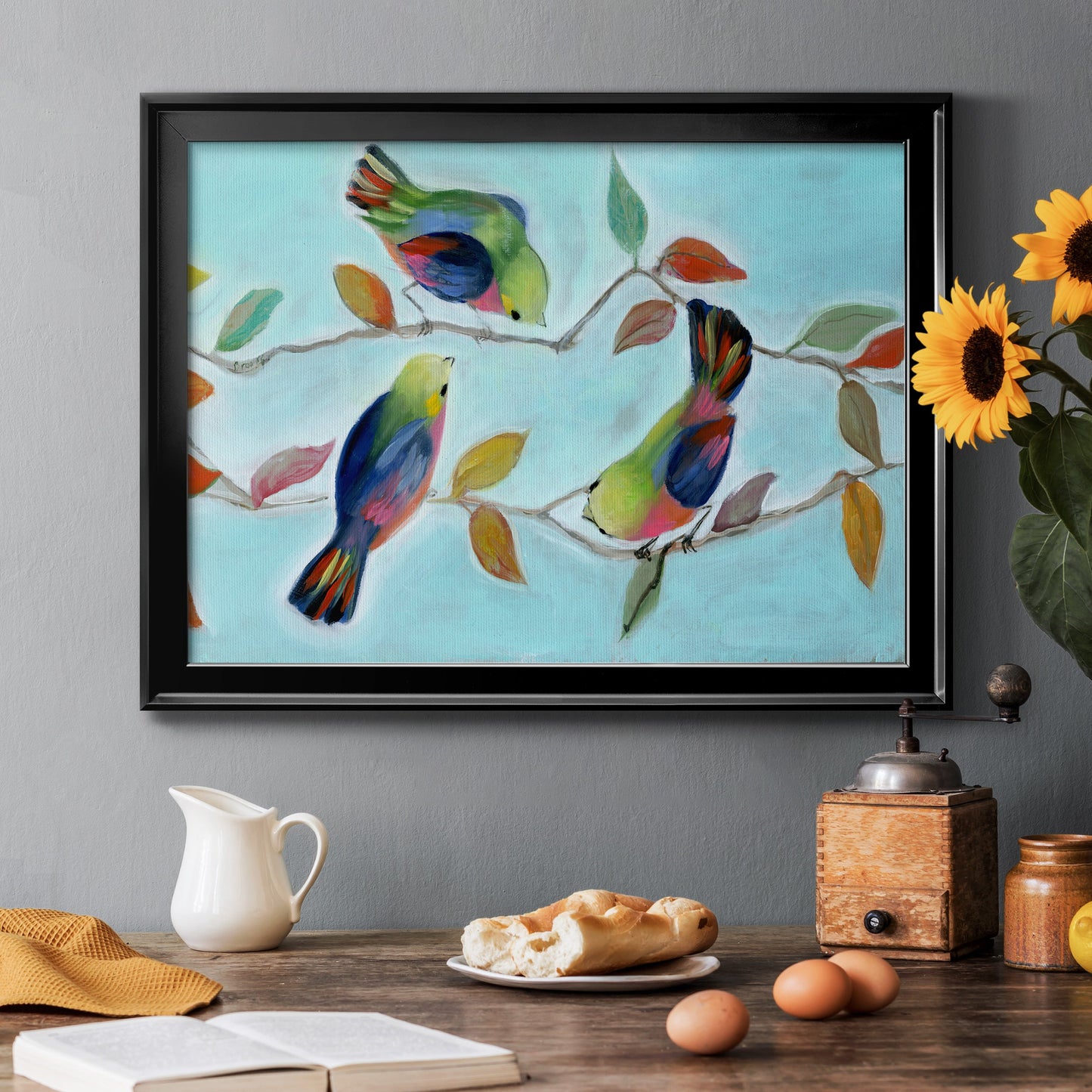 Bitty Birds I - Modern Framed Canvas Print