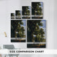 Size comparison chart for canvas art prints, showing multiple size options.