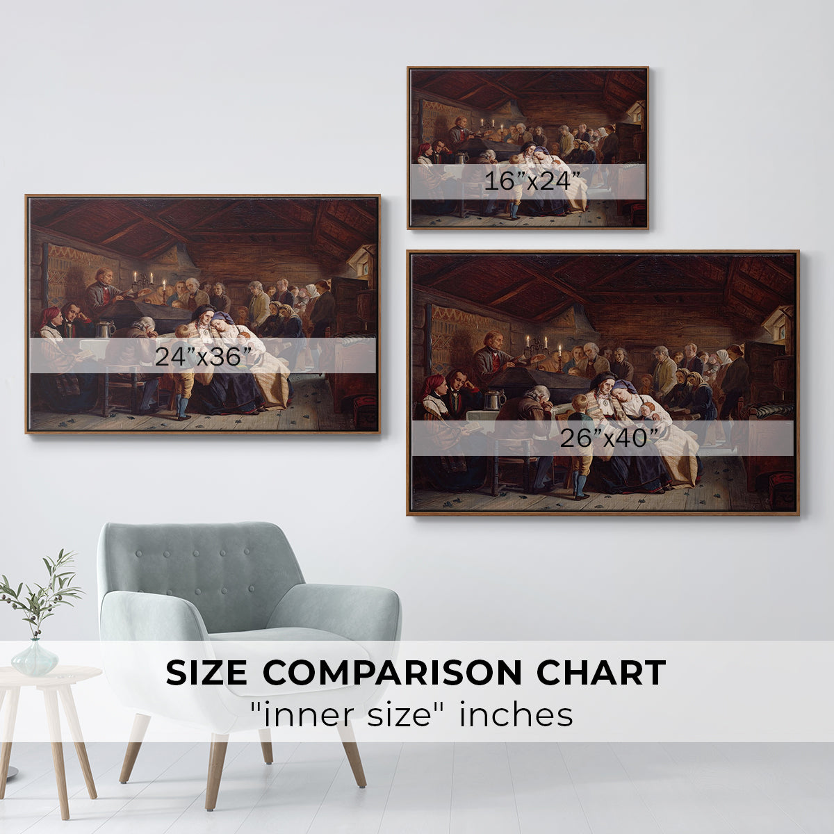 Funeral Feast, 1854 - Floater Framed Canvas Print