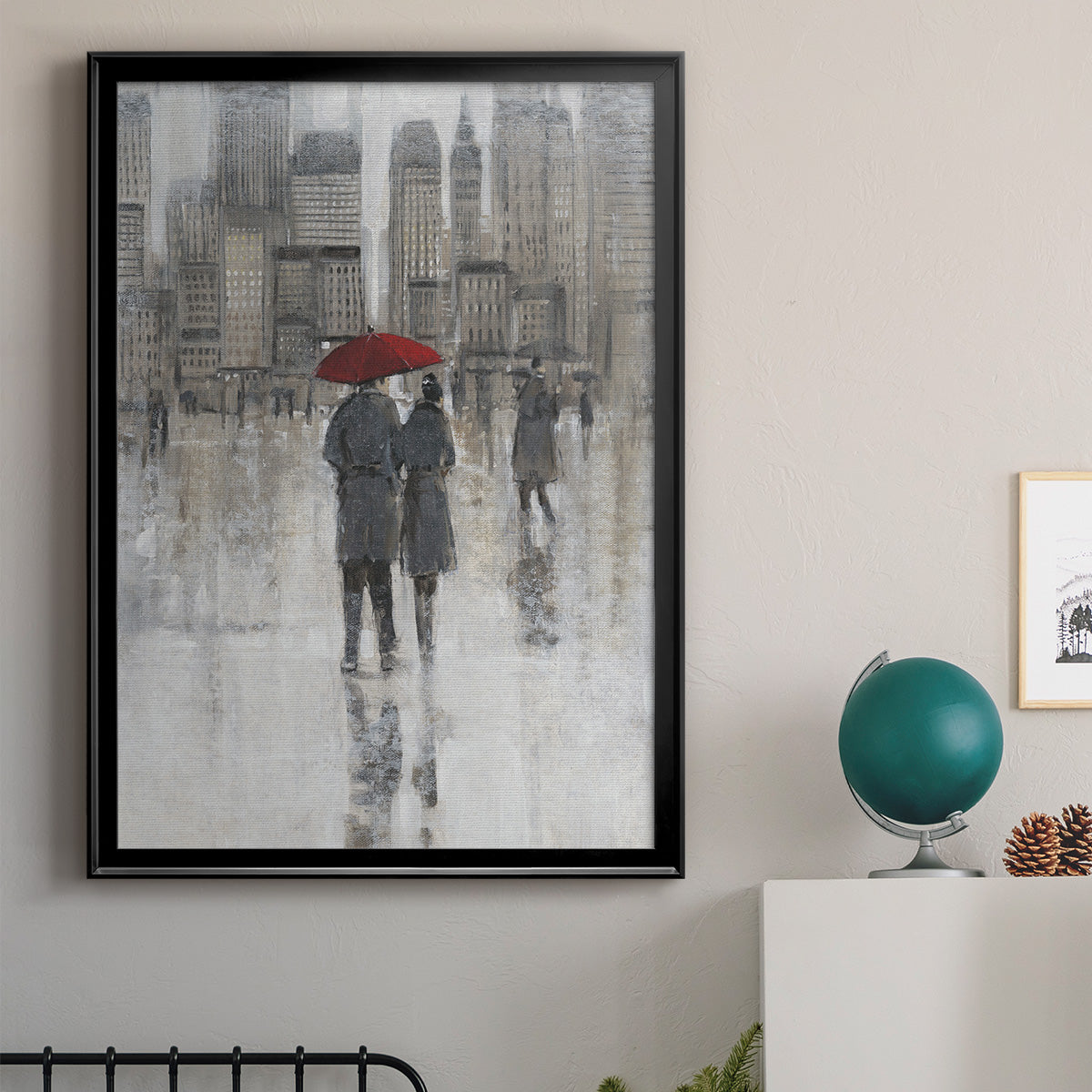 Rain in The City I - Modern Framed Canvas Print