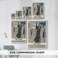 Size comparison chart for canvas art prints, showing multiple size options.