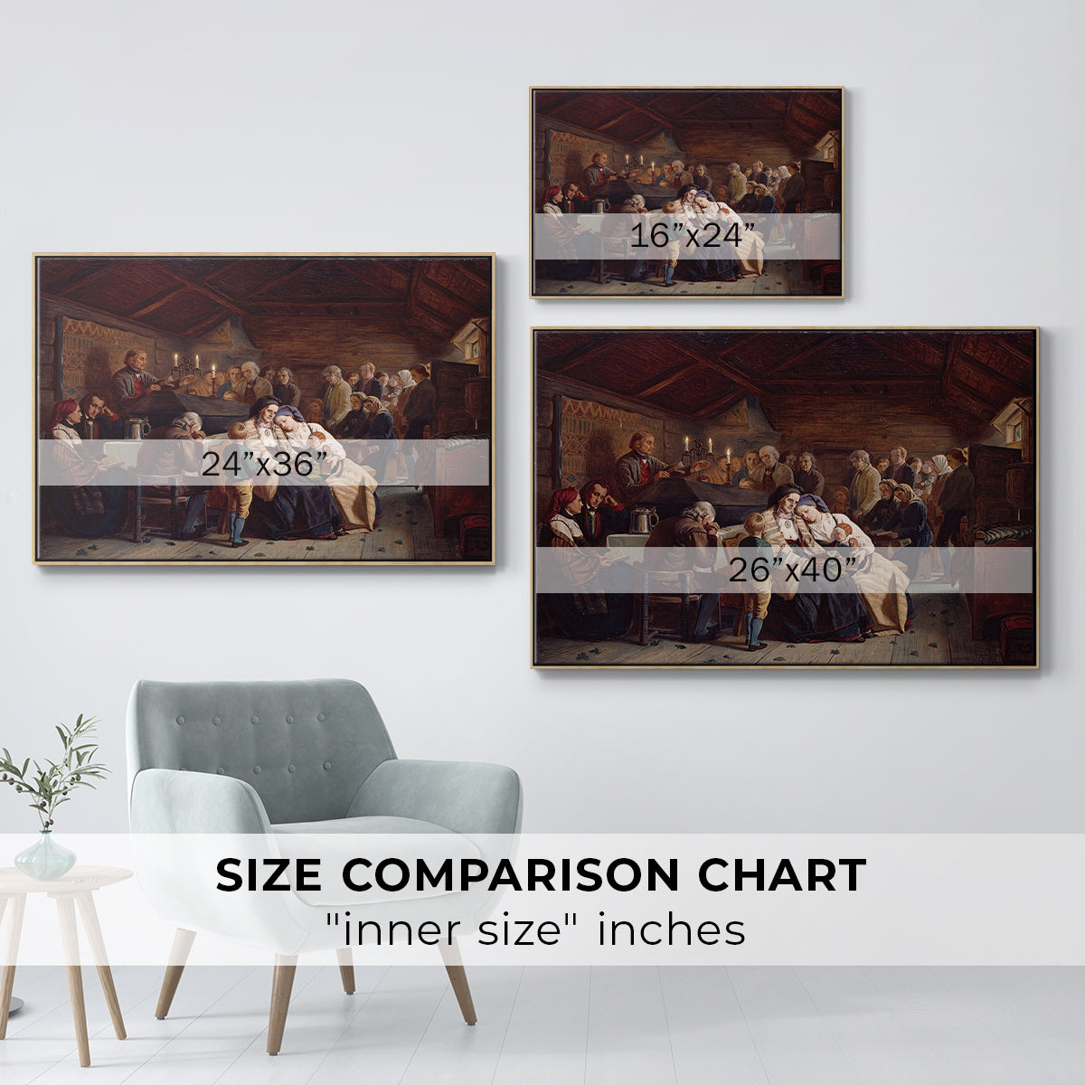 Funeral Feast, 1854 - Floater Framed Canvas Print