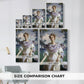 Size comparison chart for canvas art prints, showing multiple size options.
