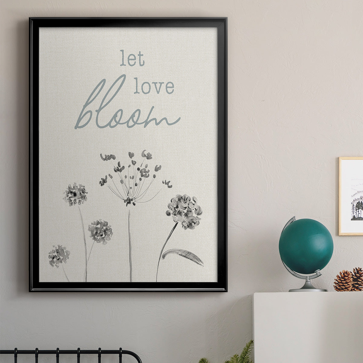 Let Love Bloom - Modern Framed Canvas Print